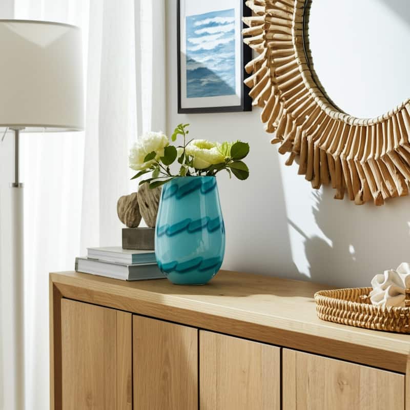 Glass Vases Coastal Style with Sculpted Detailing and Swirl Design