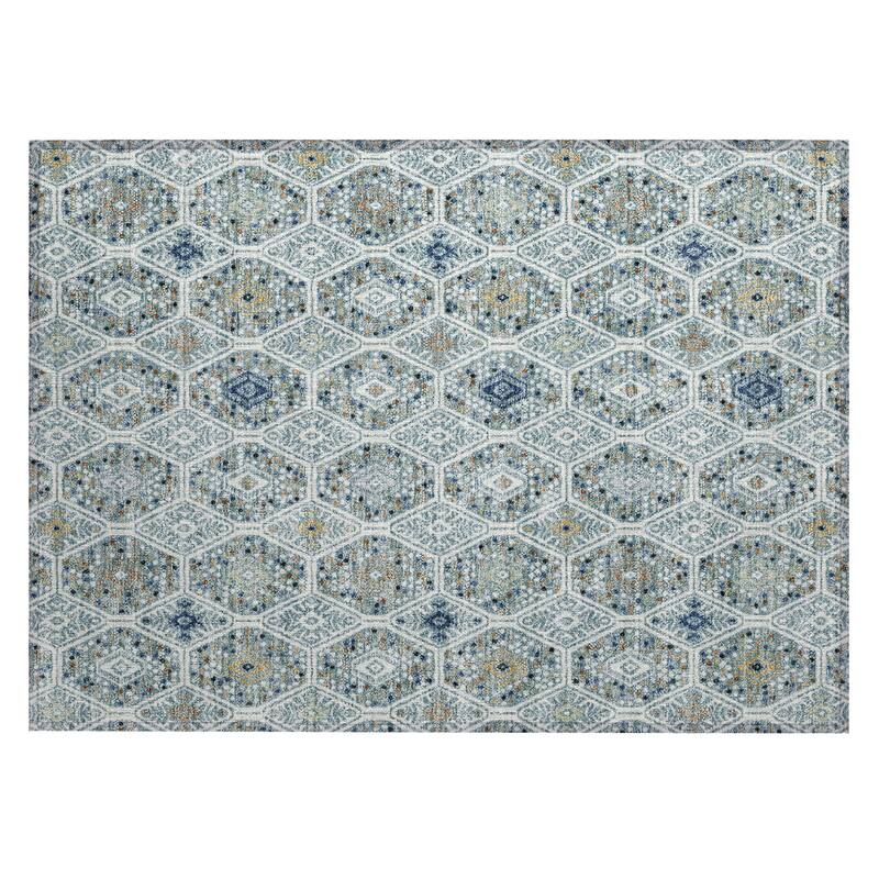 Machine Washable Indoor/ Outdoor Modern Hexi Chantille Rug