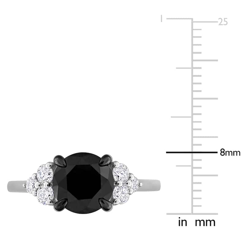Miadora 2 1/3ct TW Black White Diamond Cluster Ring in 14k White Gold