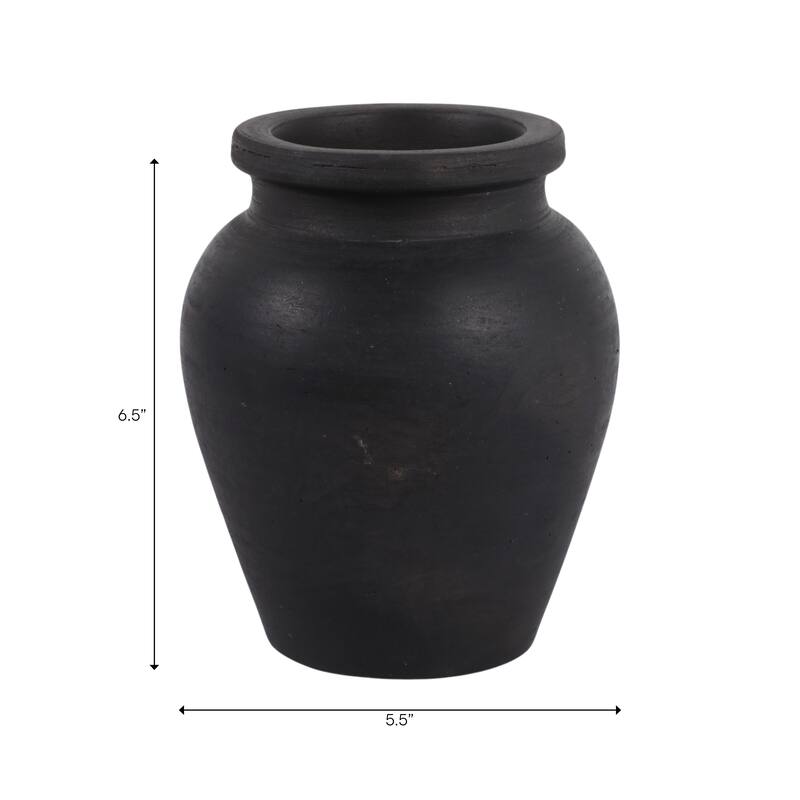 Decorative Round Pottery Vase - Rustic Boho Flower Vase