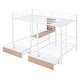 preview thumbnail 19 of 24, Full Over Twin & Twin Triple Bunk Bed with Drawers, Multi-Functional Metal Frame Bed with Desks and Shelves in the Middle