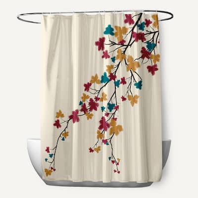 Maple Hues Flower Print Shower Curtain (71 x 74)