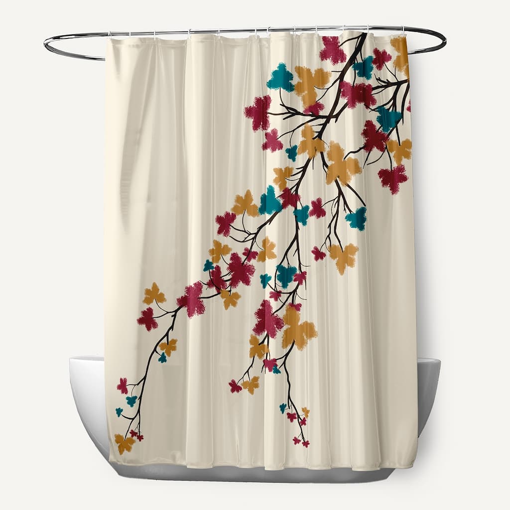 Maple Hues Flower Print Shower Curtain (71 x 74)