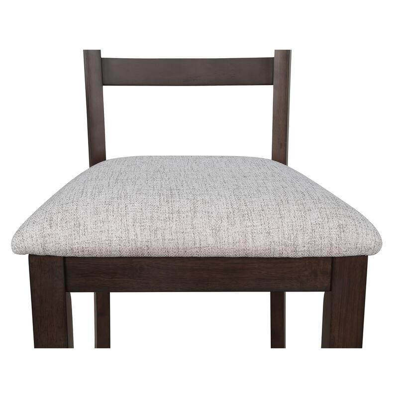 Contemporary Dining Chairs Set of 2 Light Gray Fabric Cushion Side Chairs Kitchen Dining Room Furniture Dark Finish