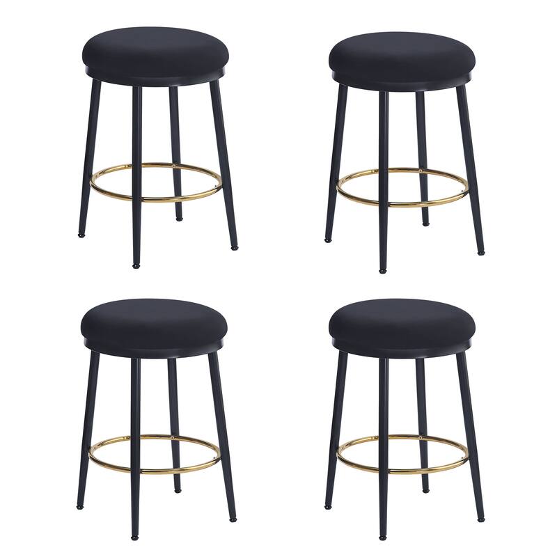 Altrium Modern Upholstered 24.75-Inch Round Backless Counter Stools with Iron Frame (Set of 4) by Christopher Knight Home
