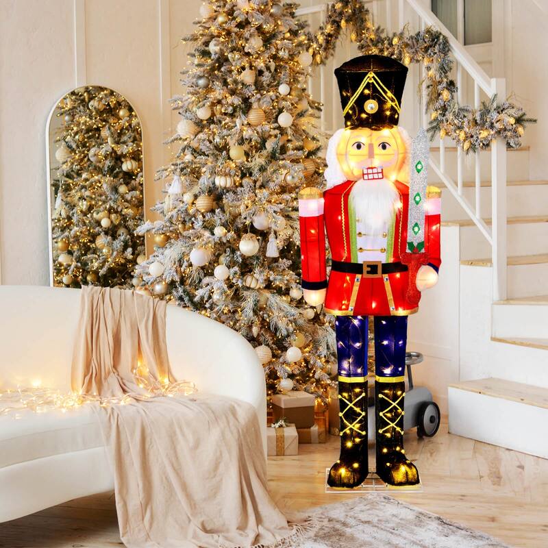 Costway 1/2 PCS 5 FT Lighted Nutcracker Soldier Outdoor Christmas - as pic shows - 1 PCS