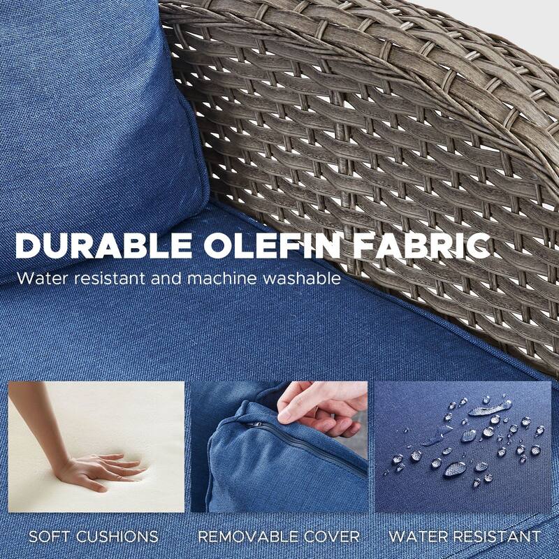 7 Pieces Sofa with Swivel Chairs Ottomans and Table Set