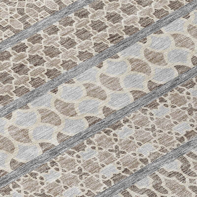 Machine Washable Indoor/ Outdoor Chantille Stripe Boho Rug