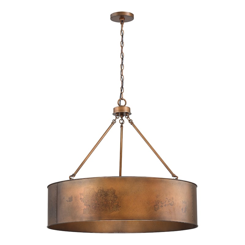 Artisan Antique Bronze Metal Drum Chandelier Light - Antique bronze