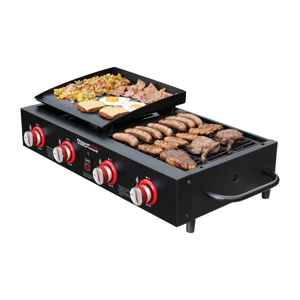 Royal Gourmet 4-Burner Portable Gas Grill Griddle Combo, Black
