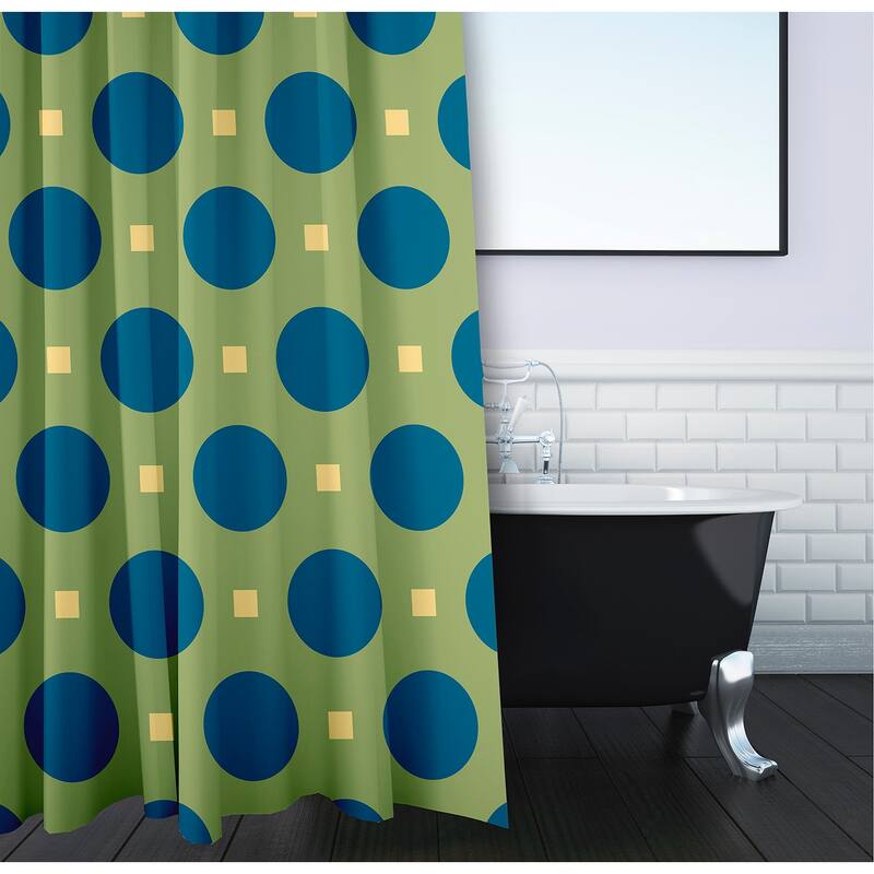 Polka-dot and Geometric Pattern Shower Curtain