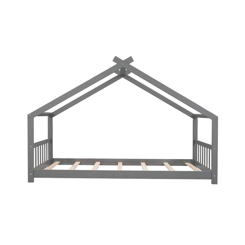 House Bed Frame Solid Wood Playhouse Design No Box Spring Needed