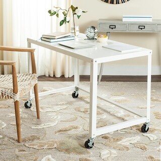 SAFAVIEH Bentley Modern Wheeled White Desk