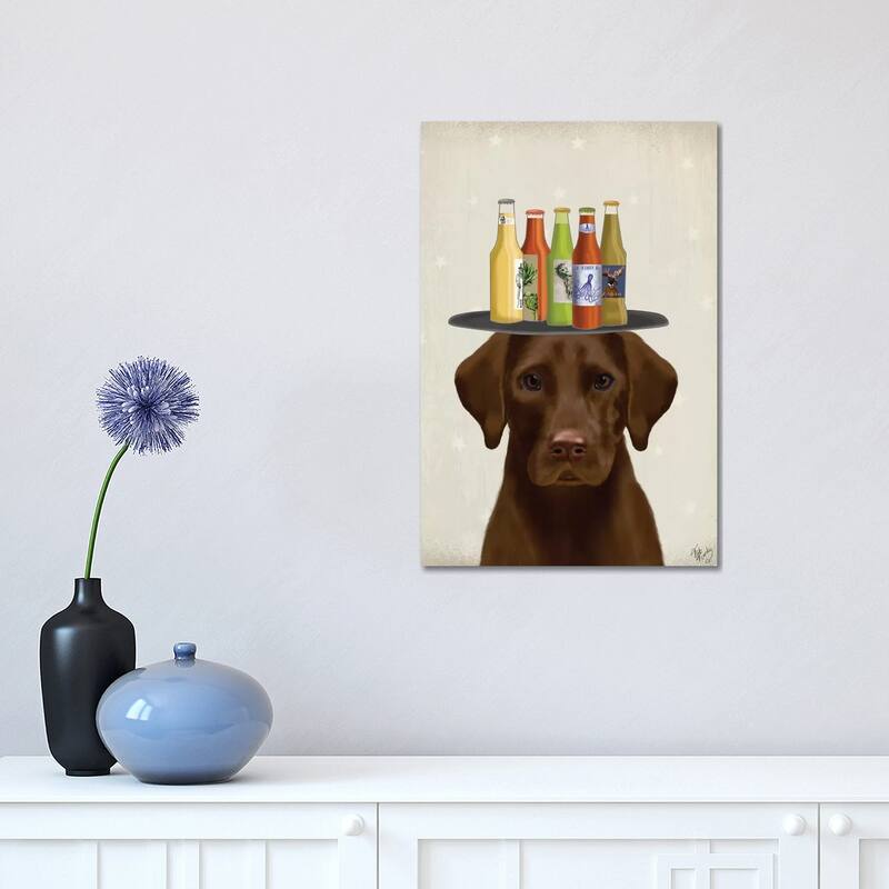 iCanvas "Labrador Chocolate Beer Lover" by Fab Funky Canvas Print - 18x12x1.5