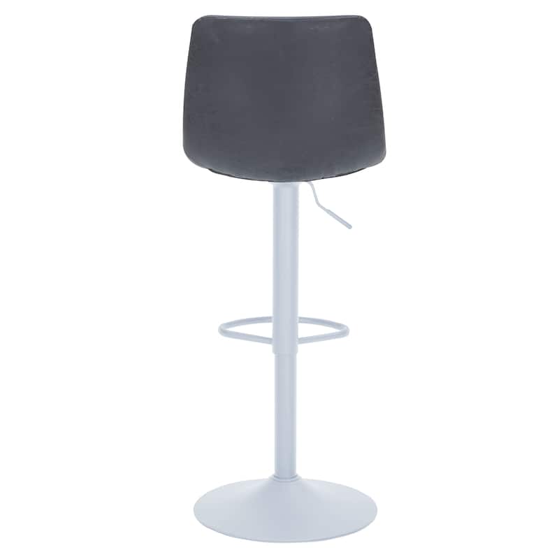 Adjustable Height Bar Stool in Leather Upholstery With White Iron Base Tilbury Collection