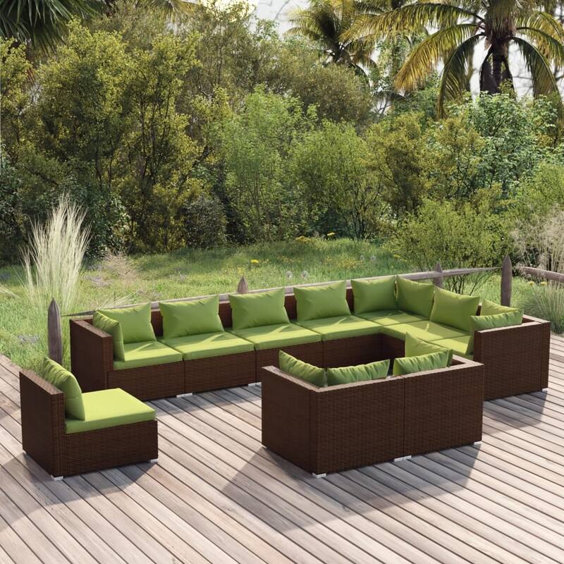 vidaXL Patio Lounge Set Outdoor Sectional Sofa Set Table Garden Poly Rattan - 27.6" x 27.6" x 23.8"
