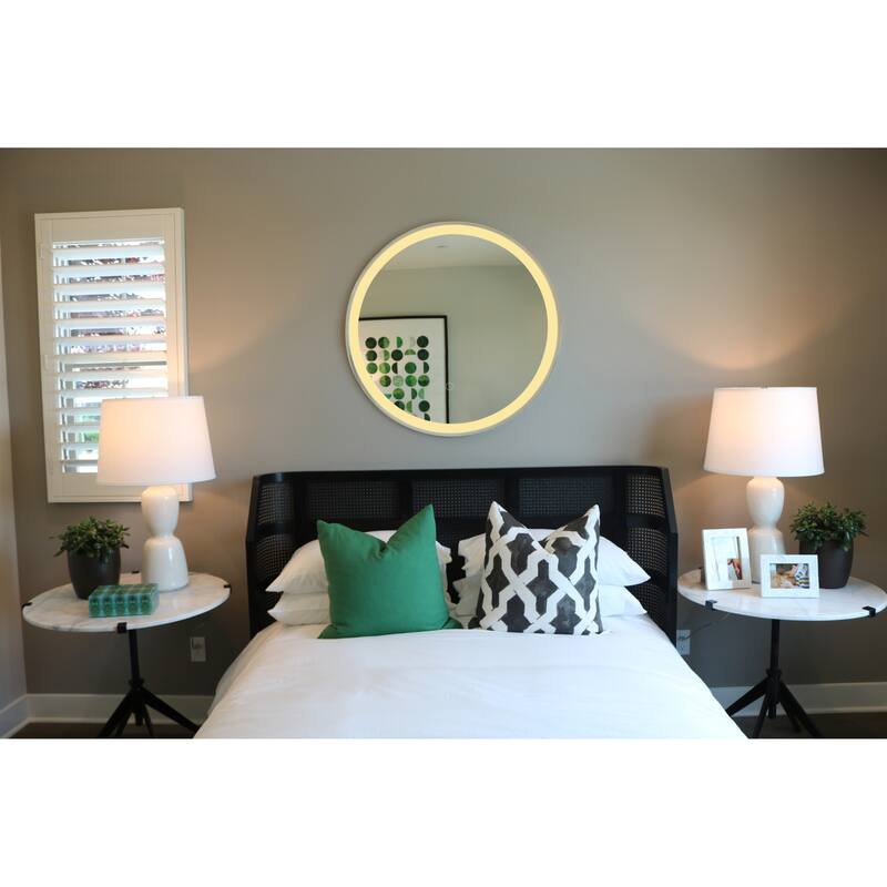 Miseno 30" W x 30" H Circular Framed Wall Mounted Mirror with LED