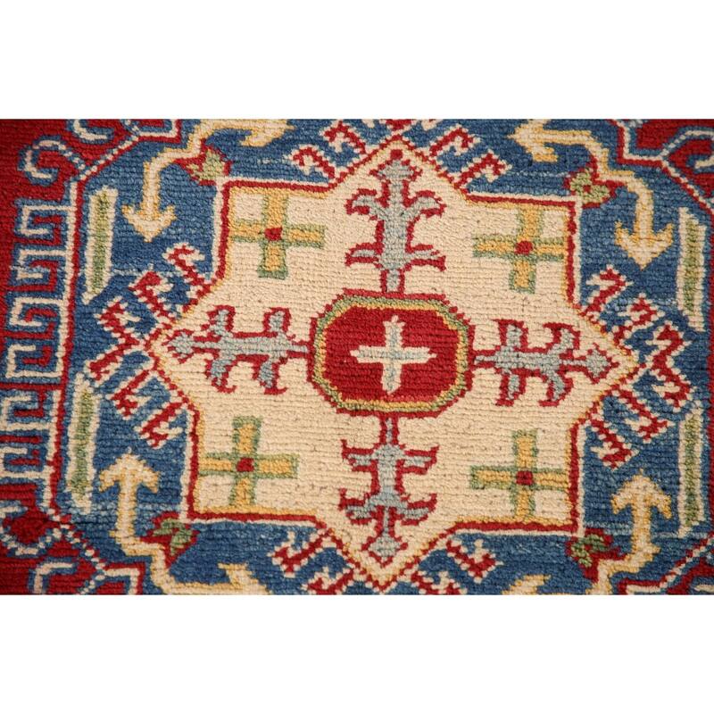 Red Kazak Oriental Rug Handmade Wool Carpet - 3'5"x 4'9"