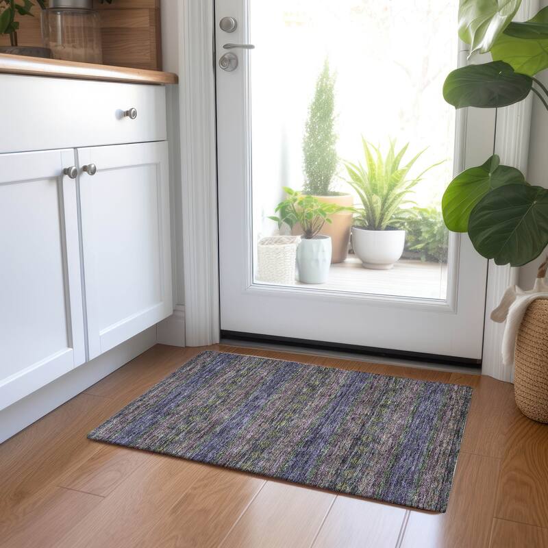 Machine Washable Indoor/ Outdoor Chantille Ombre Stripes Rug - 1'8" x 2'6" - Purple