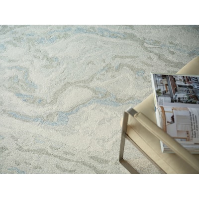 Cortero Handmade Hand Tufted New Zealand Wool Blue/Ivory Area Rug.