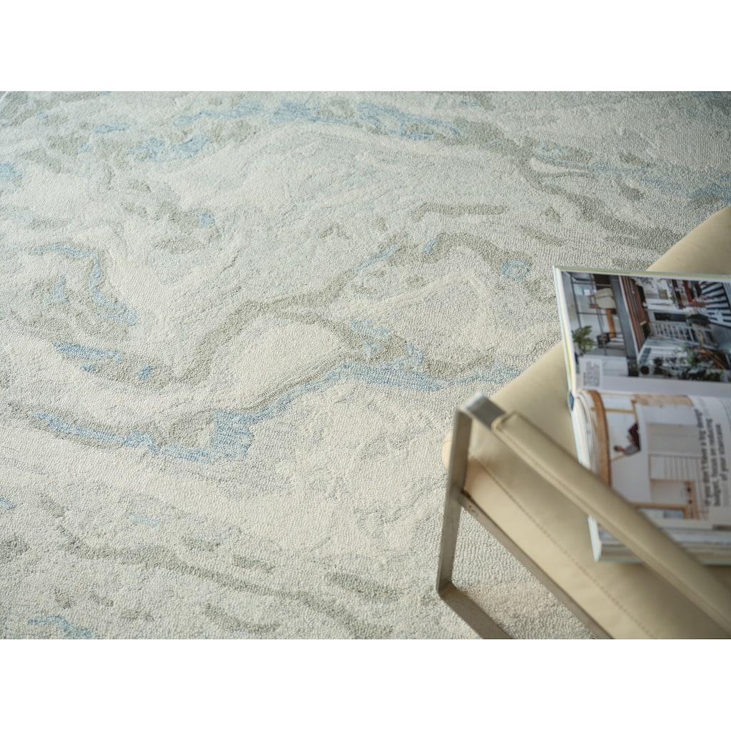 Cortero Handmade Hand Tufted New Zealand Wool Blue/Ivory Area Rug.
