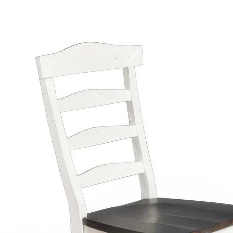 Orso Set of 2 Dining Chairs, Ladderback Design, White and Dark Brown Mindi Wood