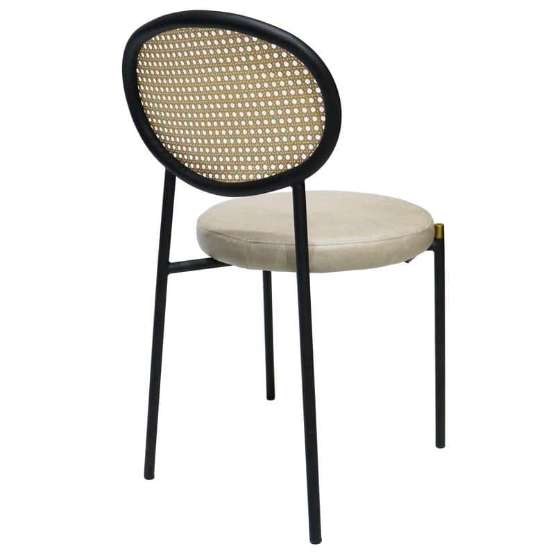 LeisureMod Euston Modern Dining Chair with Upholstered Velvet Seat - Wicker Back and White Stainless Steel Legs Accent Chair