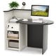 preview thumbnail 1 of 8, Gymax Front Reception Counter Desk Checkout Office Desk w/Open Shelf & Black & White