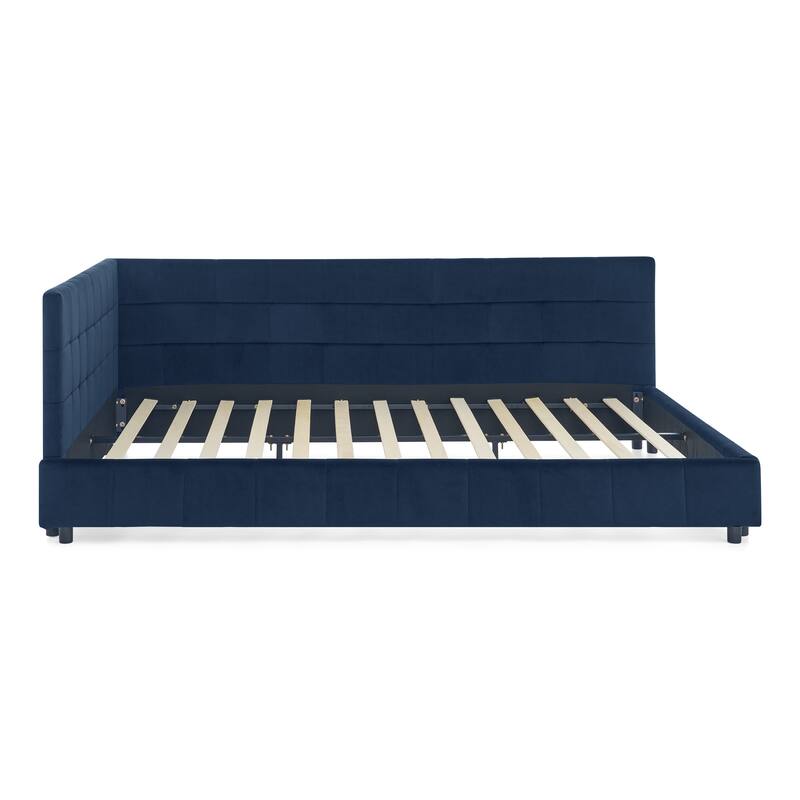L-shaped Velvet Upholstered Daybed Tufted Sofa Bed with Soft Backrest Armrests - and Optional Corner Storage Day Bed