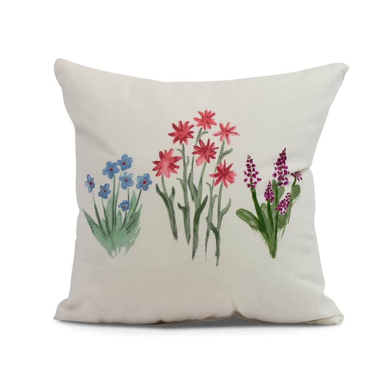 18 x 18 inch Flower Trio Outdoor Pillow - Light Blue