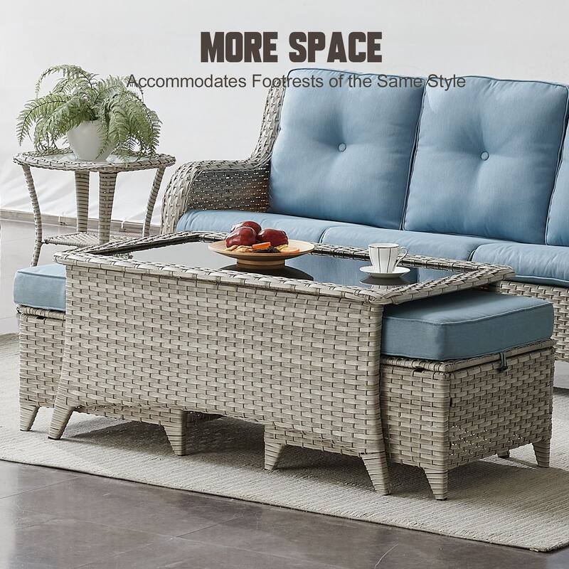 Elegant Wicker Outdoor Coffee Table with Storage