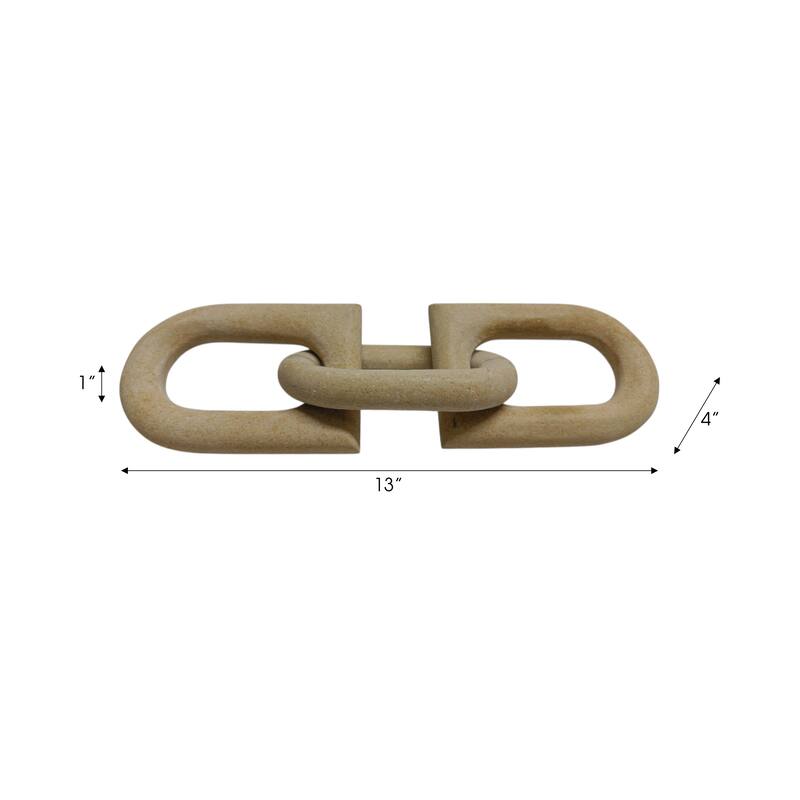 Marble Decorative Object Carved Chain Sculpture Home Decor - 13", Tan - 13.0"