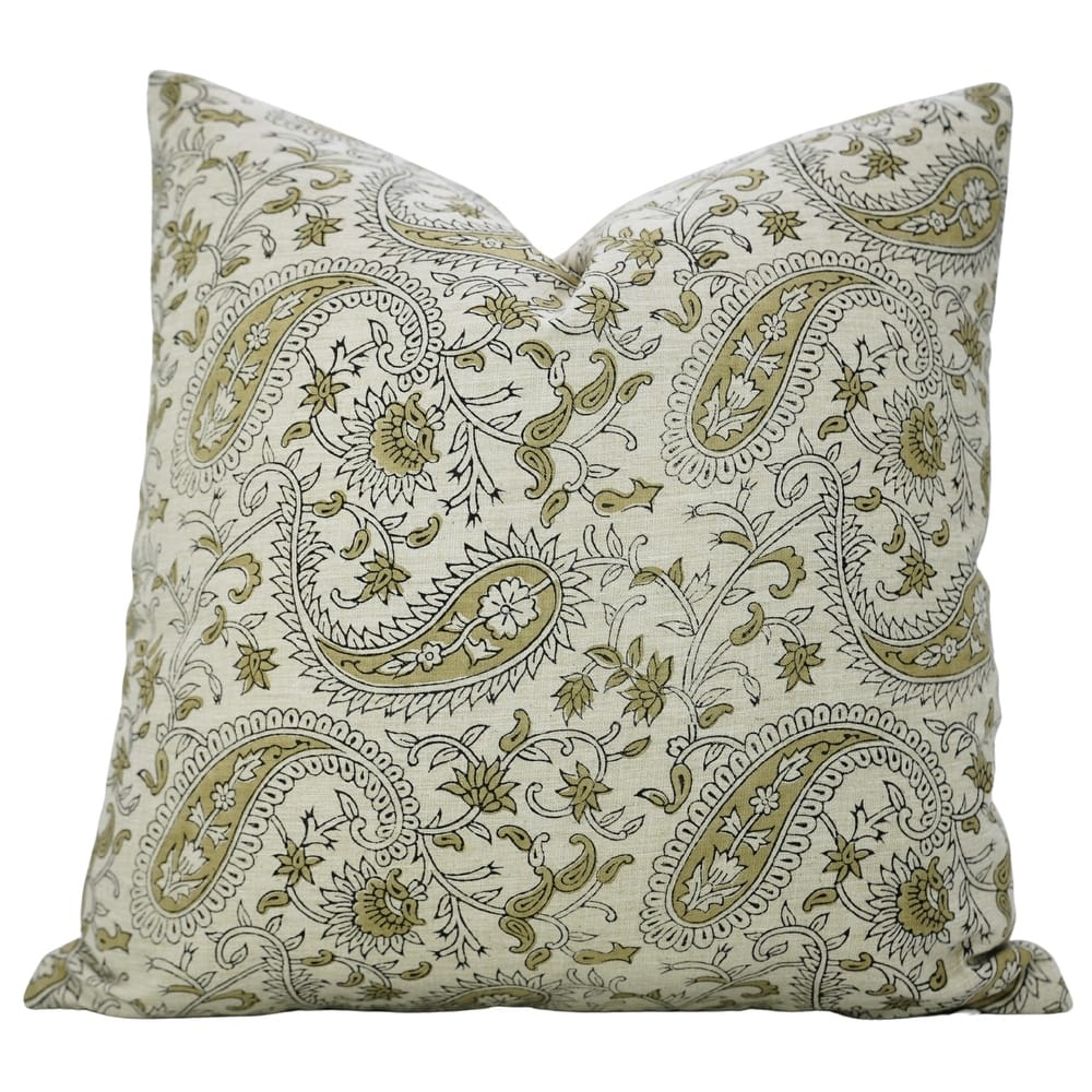 Fabdivine Soft Cotton or Linen Hand Block Print Floral Pillow Cover for Home Décor