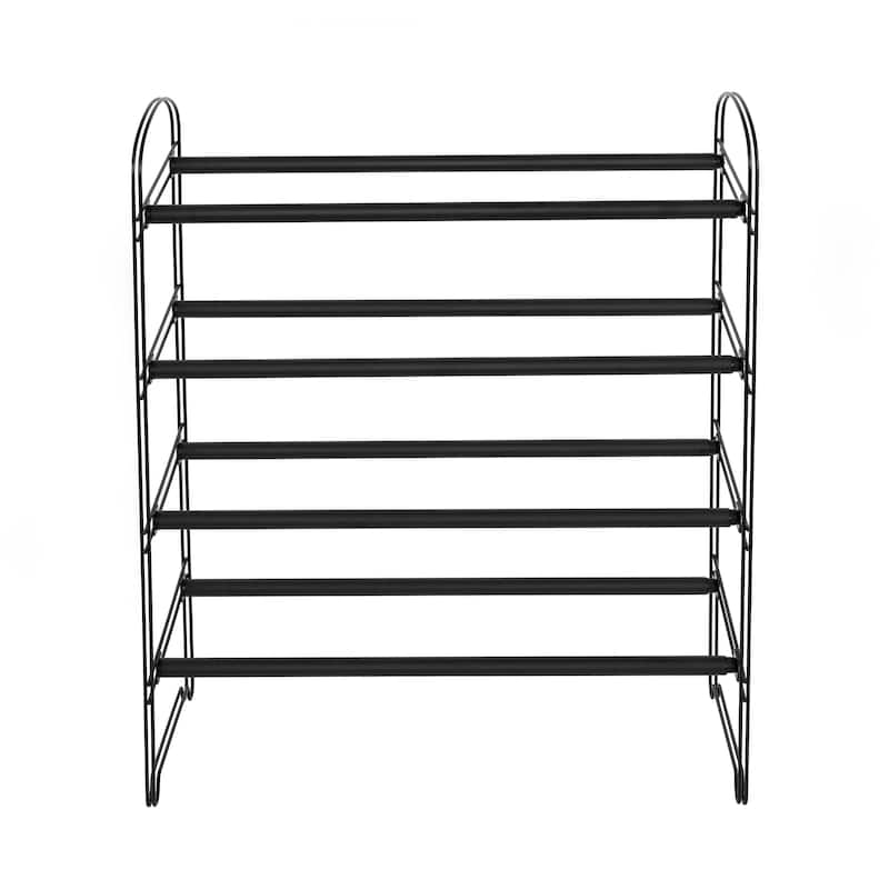 Seville Classics 4-Tier Expandable 30-Pair Non-Slip Shoe Rack Organizer, Black