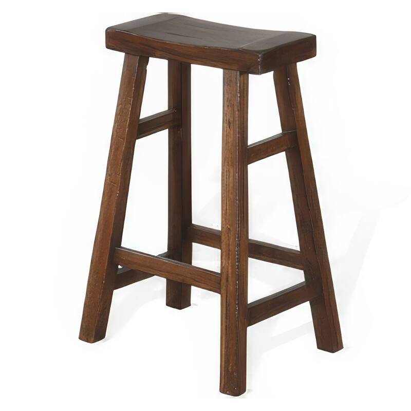 Reggie Barstool Set of 2, Saddle Seat, Mocha Brown Mahogany, 30 Inch