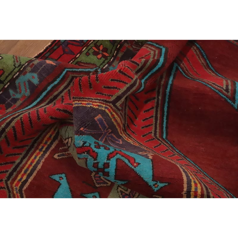 Hand Knotted Oriental 100% Wool Carpet Traditional Tribal Red Meshkin Runner Rug - 11' 5'' X 4' 4''
