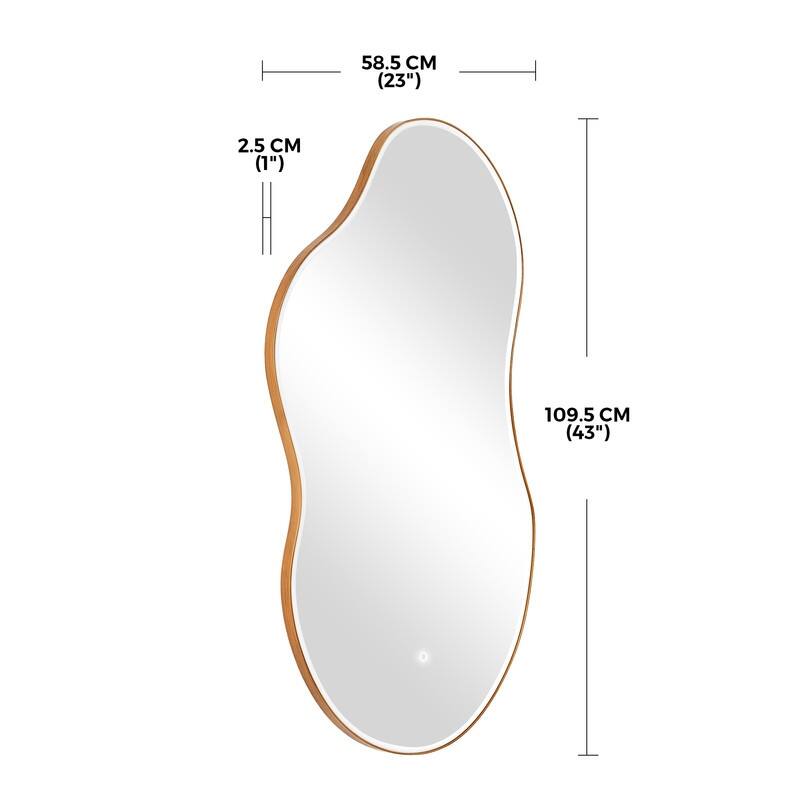 LED-Accented Asymmetrical Metal Wall Mirror