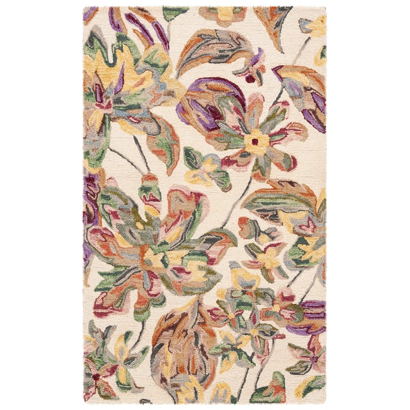 SAFAVIEH Handmade Blossom Clasien French Country Floral Wool Rug - 3' x 5' - Ivory/Plum