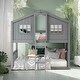 preview thumbnail 1 of 14, Stylish Twin Over Twin Wood House Shaped Bunk Bed With Built-in Ladder and Guardrail, Solid Construction, Gray Grey