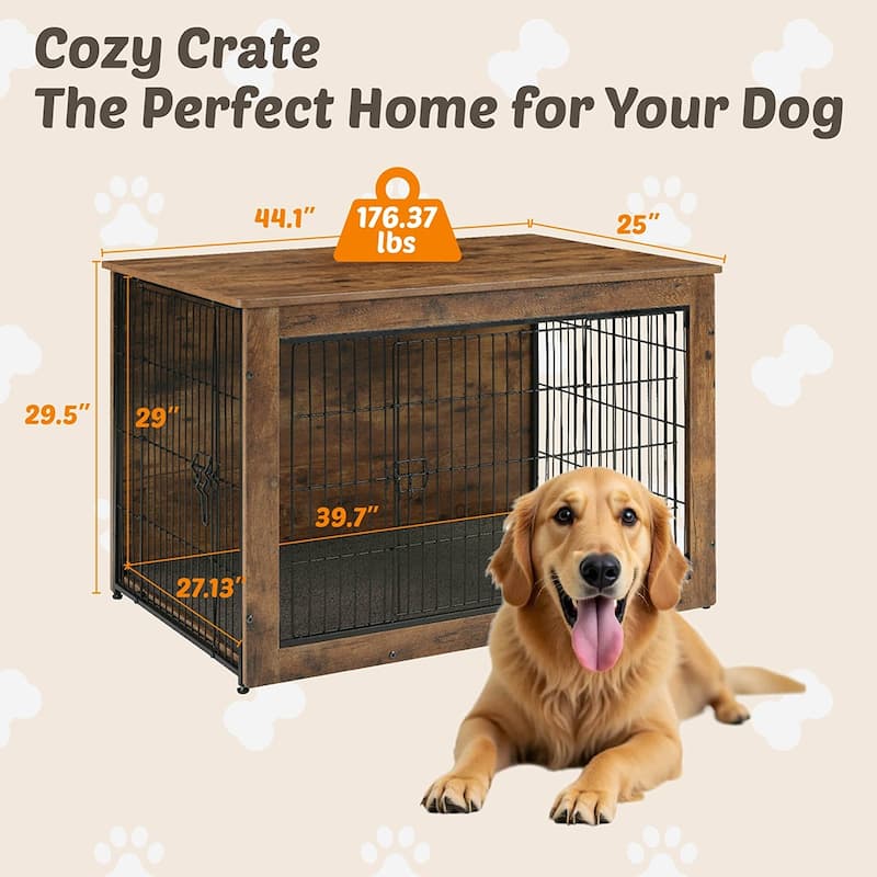 Wooden Dog Kennel Furniture, Heavy Duty End Table Pet Crate