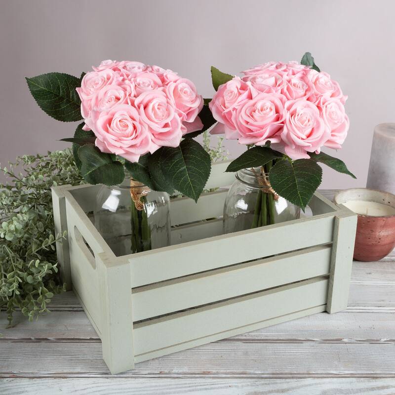 Pure Garden 18Pc Rose Artificial Flowers, Pink