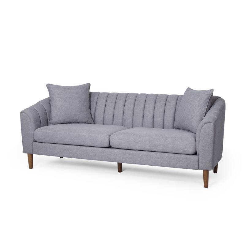 Grey Fabric 3-SEATER SOFA with Contemporary Design and Accent Pillows