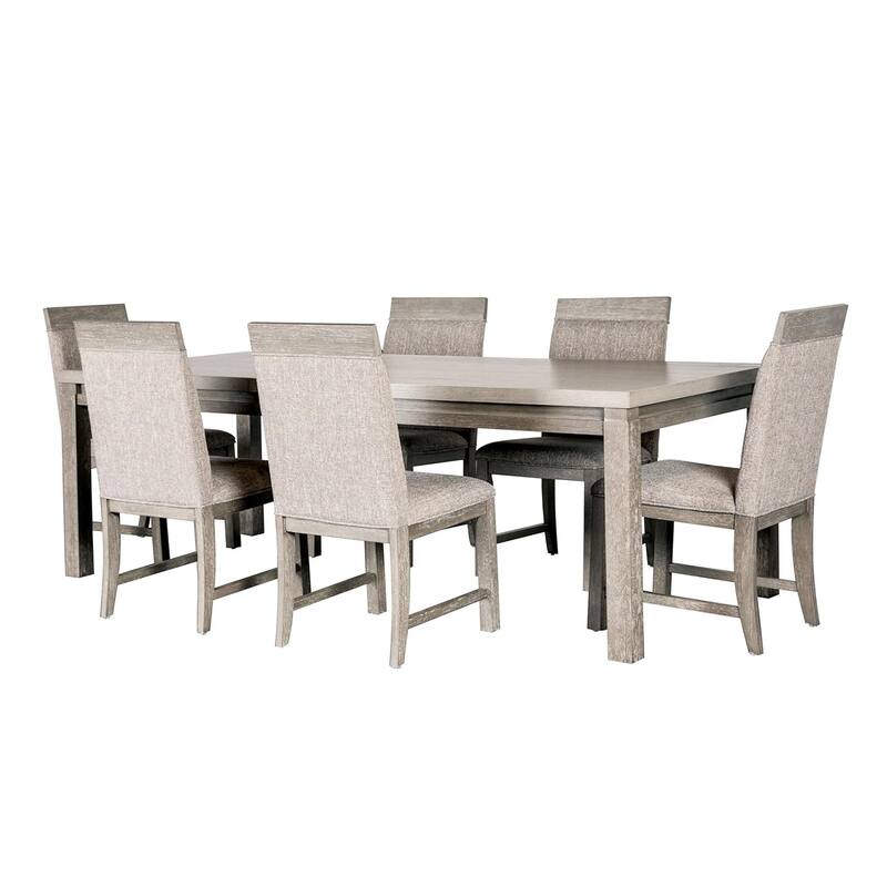 Wood and Fabric Dining Set in Gray and Stone Gray - 7-Piece