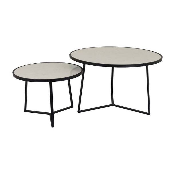 31 Inch Plant Stand Tables Set of 2, Round Tops, Modern Open Frames