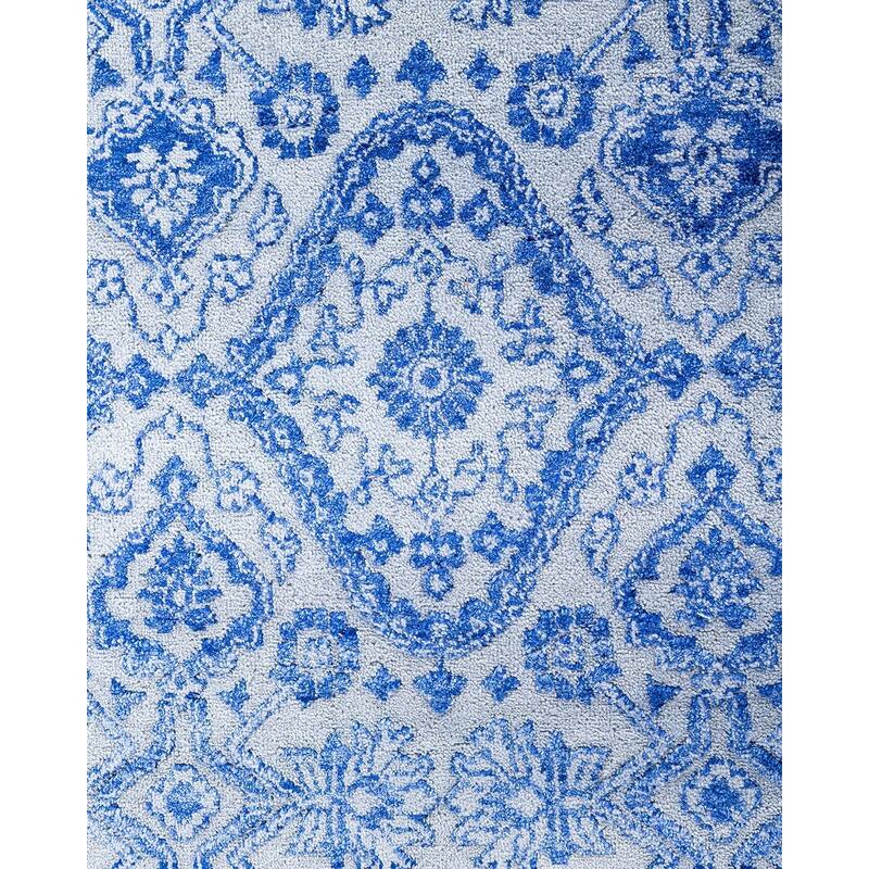 Ikat One-of-a-Kind Handmade Area Rug, Blue - 9' 0" x 12' 4"