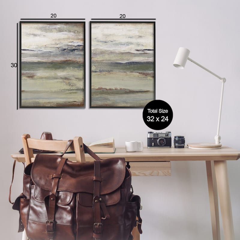 Stupell Earth's Layers Neutral Abstract Framed Giclee Art Design By Lanie Loreth (Set of 2)