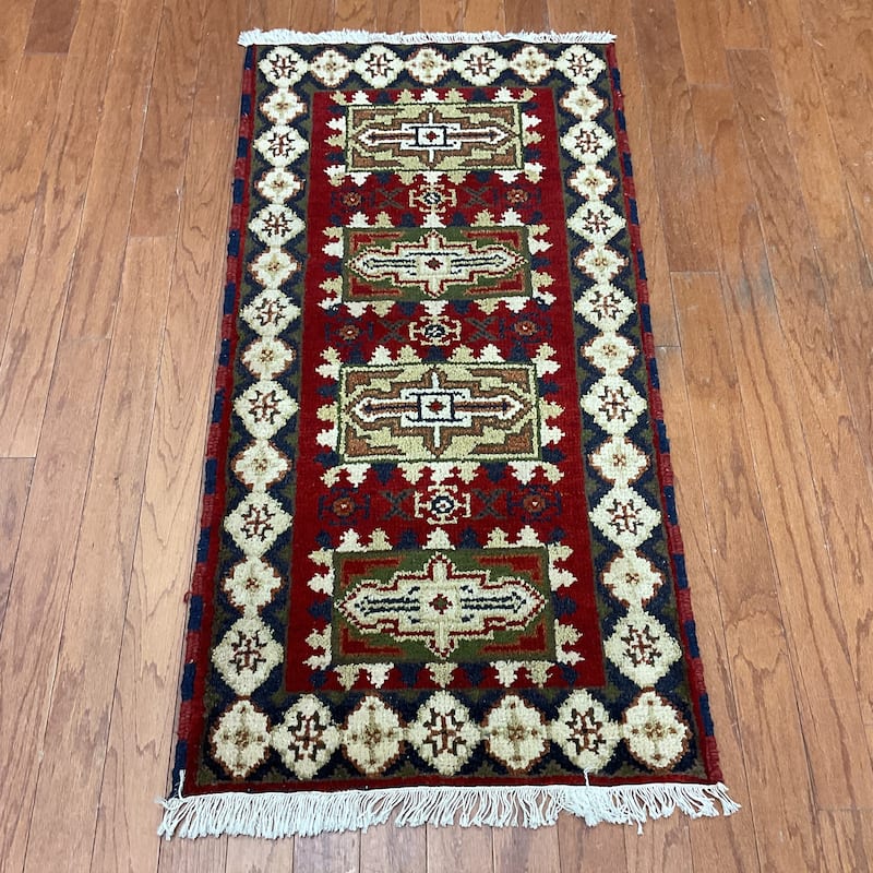 HERAT ORIENTAL Handmade Kazak Wool Rug - 2'2" x 4'1"