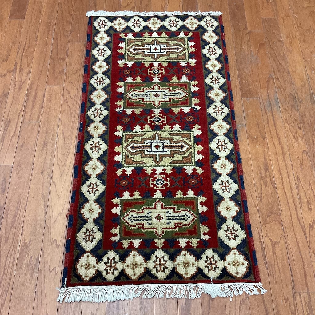HERAT ORIENTAL Handmade Kazak Wool Rug - 2'2" x 4'1"