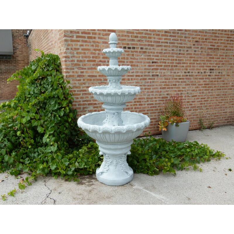 Cascading French Quarter Fountain Garden Fountain Marble White 84"