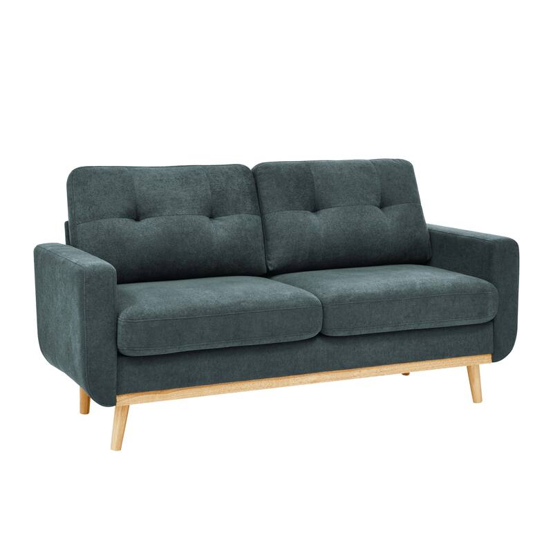 67.7" Wide Mid-Century Modern Upholstered Tufted Loveseat Sofa With Wooden Legs